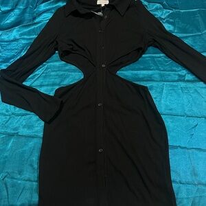 Elegant Black Button-Up Dress